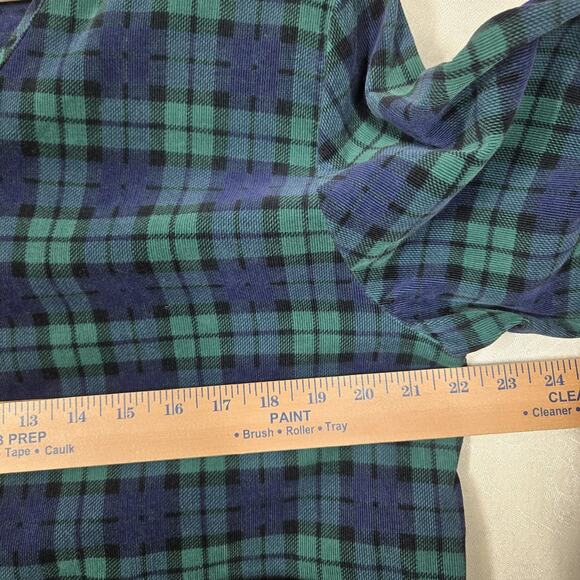 VTG Black Watch Tartan Plaid 100% Cotton Corduroy Jacket sz L Blue Green Preppy - Picture 10 of 13